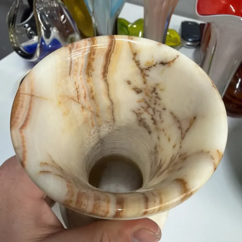 Vintage Onyx Stone Vase 8 1/4in Tall